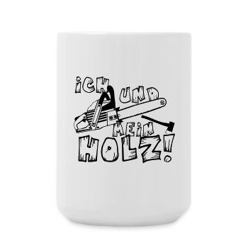 Motorsäge , Kaminholz , Brennholz Holz (25) - Große Tasse 440 ml - Weiß - Vorne
