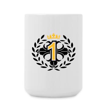 Die Nummer Eins mit Lorbeerkranz und Krone - Große Tasse 440 ml - Weiß - Vorne