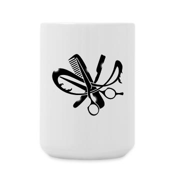 Un logo de coiffure avec un peigne, ciseaux et - Grande tasse 440 ml - blanc - Devant
