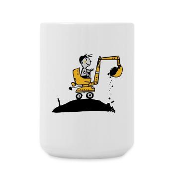 Bagger im Retro Stil - Große Tasse 440 ml - Weiß - Vorne