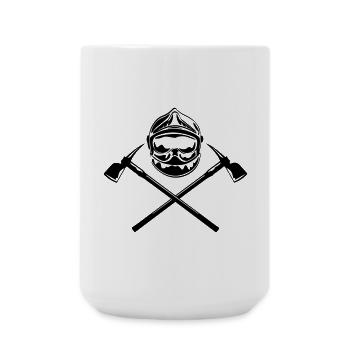 casque_pompier_deux haches - Grande tasse 440 ml - blanc - Devant