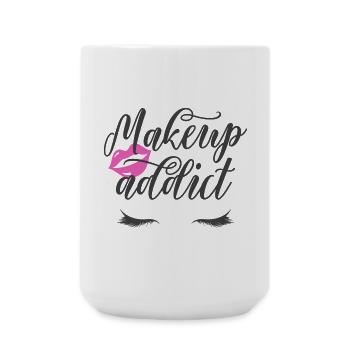 Individuelles Design rosa Lippen lange Augen Wimpern - Große Tasse 440 ml - Weiß - Vorne