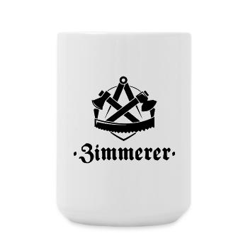 Zimmerer, Zunftzeichen mit alter Schrift - Große Tasse 440 ml - Weiß - Vorne