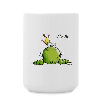 Frosch mit Krone - Frösche - König - Kiss Me - Große Tasse 440 ml - Weiß - Vorne