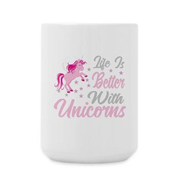 La vie est meilleure avec les licornes - Grande tasse 440 ml - blanc - Devant