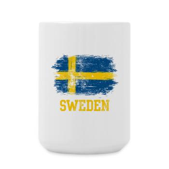 Schweden-Pinselflaggen-Grafik - Große Tasse 440 ml - Weiß - Vorne