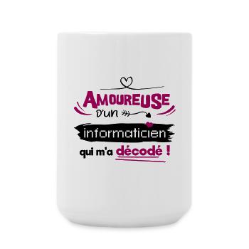 Amoureuse d'un informaticien ! humour geek - Grande tasse 440 ml - blanc - Devant