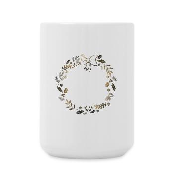 Golden festive wreath with ribbon - Large Mug 440 ml - white - Front