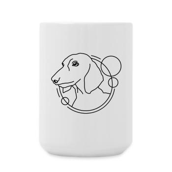 Dachshund in Geometric Shape - Line Art Design - Large Mug 440 ml - white - Front