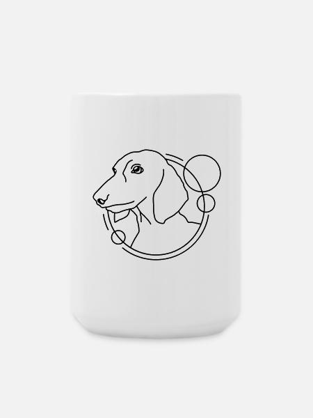 Dachshund in Geometric Shape - Line Art Design - Large Mug 440 ml - white