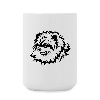 Zwergspitz Kopf - Große Tasse 440 ml - Weiß - Vorne