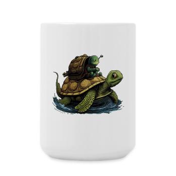 Small green snail can be seen by turtle m - Large Mug 440 ml - white - Front