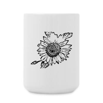 Blume schwarz Blumen schwarz Sonnenblume schwarz - Große Tasse 440 ml - Weiß - Vorne