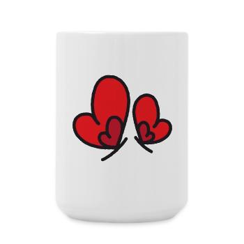 Two Red Hearts Outline - Large Mug 440 ml - white - Front