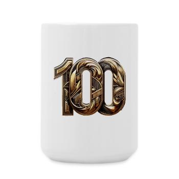 100 ans or moderne 100e cadeau d’anniversaire - Grande tasse 440 ml - blanc - Devant