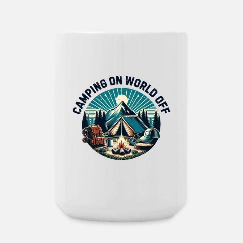Camping on world off - Large Mug 440 ml - white