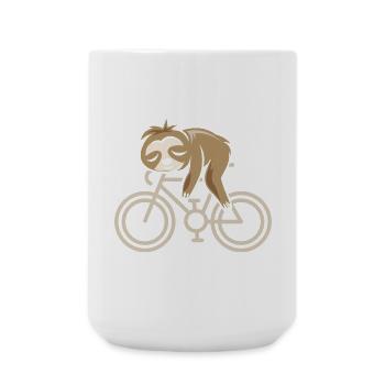 Vélo paresseux Vélo de route Gravel Bande dessinée Logo de dessin animé - Grande tasse 440 ml - blanc - Devant