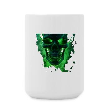 Leuchtender grüner Totenkopfdesign - Große Tasse 440 ml - Weiß - Vorne