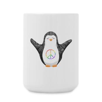 Pinguin Meg für Frieden - Große Tasse 440 ml - Weiß - Vorne