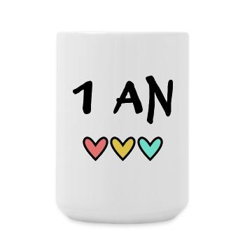 1. 1 Jahr. 1. JUBILÄUM. 1-JÄHRIGES JUBILÄUM - Große Tasse 440 ml - Weiß - Vorne