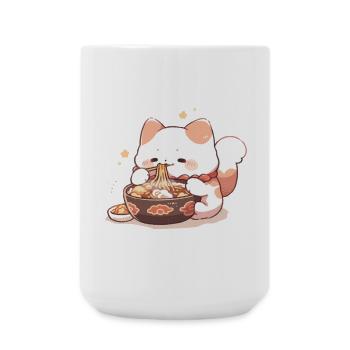 Spaghetti-Katzen - Katze hat Spaß mit der Vergangenheit - Große Tasse 440 ml - Weiß - Vorne