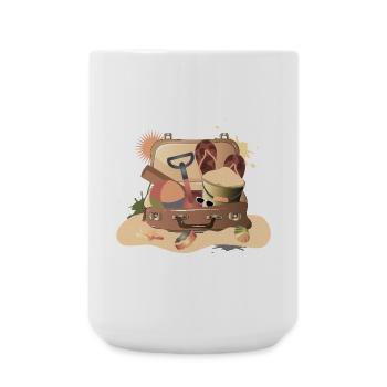 Vintage Koffer für den Strandurlaub – Sommerlich - Große Tasse 440 ml - Weiß - Vorne