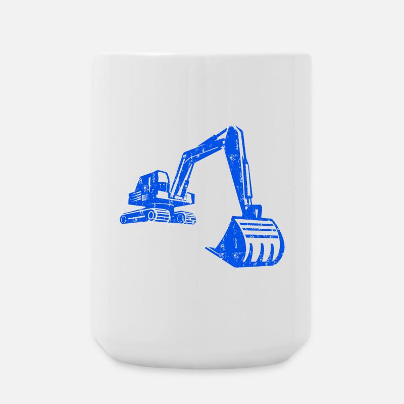 Bagger Silhouette Bauarbeiter Grunge Design - Große Tasse 440 ml - Weiß