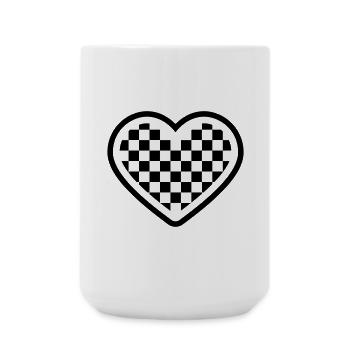 checkerboard heart - Große Tasse 440 ml - Weiß - Vorne