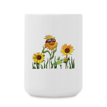 Sunflowers with sunglasses - Large Mug 440 ml - white - Front