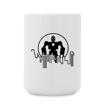 Robot Skyline – Sci-Fi Android Silhouette Shirt - Große Tasse 440 ml - Weiß - Vorne