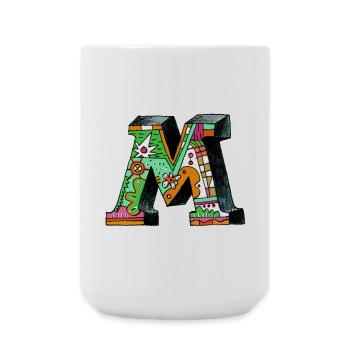 M Farbexplosion Doodle-Kunst - Große Tasse 440 ml - Weiß - Vorne
