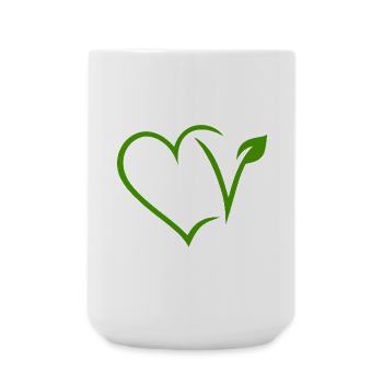 Vegan Herz - Große Tasse 440 ml - Weiß - Vorne