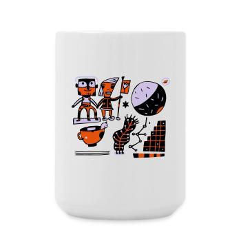 Mondraum-Charaktere: Kunterbunte Astronauten - Große Tasse 440 ml - Weiß - Vorne