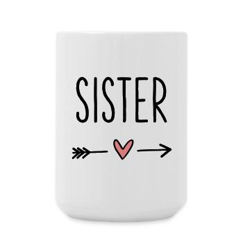 Sister Herz Pfeil Liebe Freundin Geschenk - Große Tasse 440 ml - Weiß - Vorne