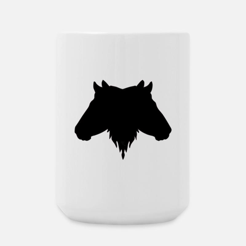 Double head black - Large Mug 440 ml - white