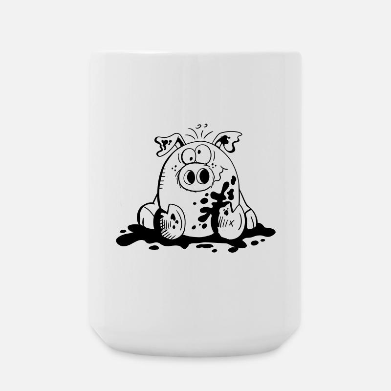 Cochon dans la boue - Cochons - Cadeau - Grande tasse 440 ml - blanc