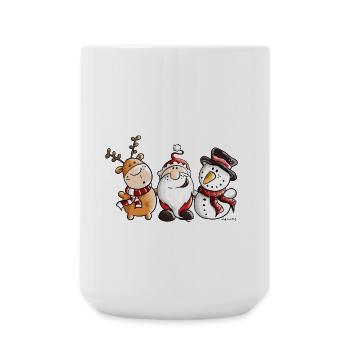 Cute Santa Claus, Reindeer and Snowman - Christmas - Large Mug 440 ml - white - Front