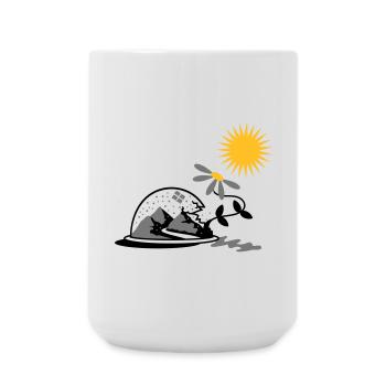 Schneekugel mit Sonnenblume und Sonne - Große Tasse 440 ml - Weiß - Vorne