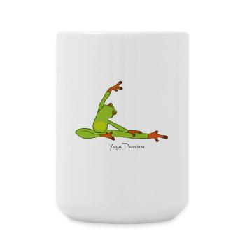 Frosch-Yoga Leidenschaft - Große Tasse 440 ml - Weiß - Vorne