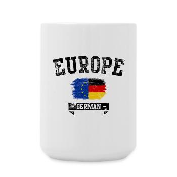 EU Deutschland Flagge Pinselmischung - Große Tasse 440 ml - Weiß - Vorne