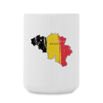 Belgische Flagge Karte von Brüssel - Große Tasse 440 ml - Weiß - Vorne