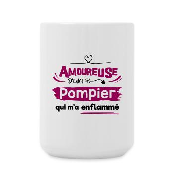 Amoureuse d'un pompier, cadeau spécial pompier - Grande tasse 440 ml - blanc - Devant