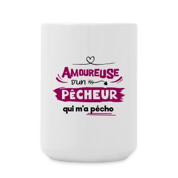 Amoureuse d'un pêcheur qui m'a pécho ! humour - Grande tasse 440 ml - blanc - Devant