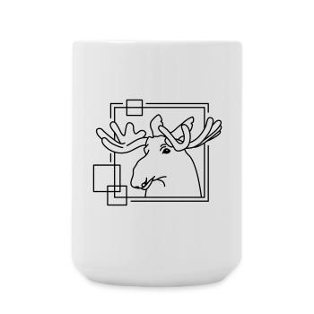 Moose in Geometric Shape - Line Art Design - Large Mug 440 ml - white - Front