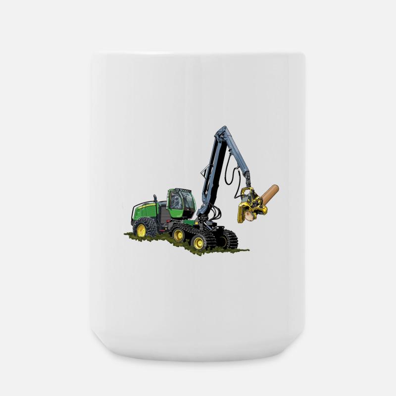 Harvester, Holzerntemaschine - Große Tasse 440 ml - Weiß