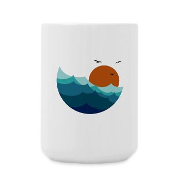 Vagues Coucher de soleil - Grande tasse 440 ml - blanc - Devant