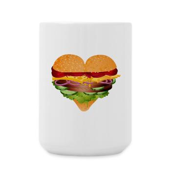 stuffed burger bun in heart shape variation - Large Mug 440 ml - white - Front