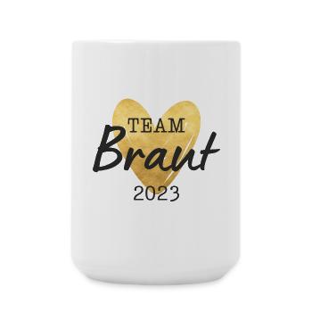 Team Braut 2023 goldenes Herz - Große Tasse 440 ml - Weiß - Vorne