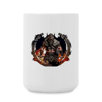 Viking Krieger im Feuerkreis - Große Tasse 440 ml - Weiß - Vorne