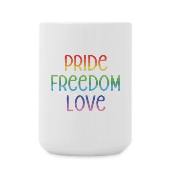 LGBT Pride Month - Frieden. Freiheit. Liebe. - Große Tasse 440 ml - Weiß - Vorne